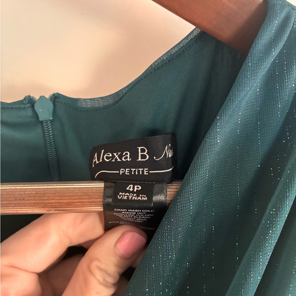 Chic Teal Sleeveless Maxi Dress Alexa B Nites Size 4 Petite - Picture 2 of 3